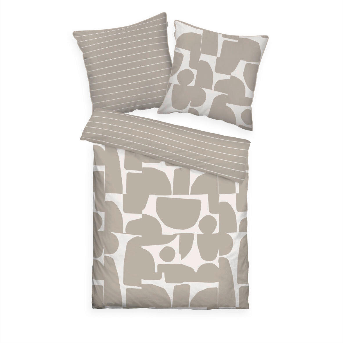 WENDEBETTWÄSCHE 3-teilig Renforcé 200/200 cm  - Hellbraun/Perlmutt, Design, Textil (200/200cm) - Tom Tailor