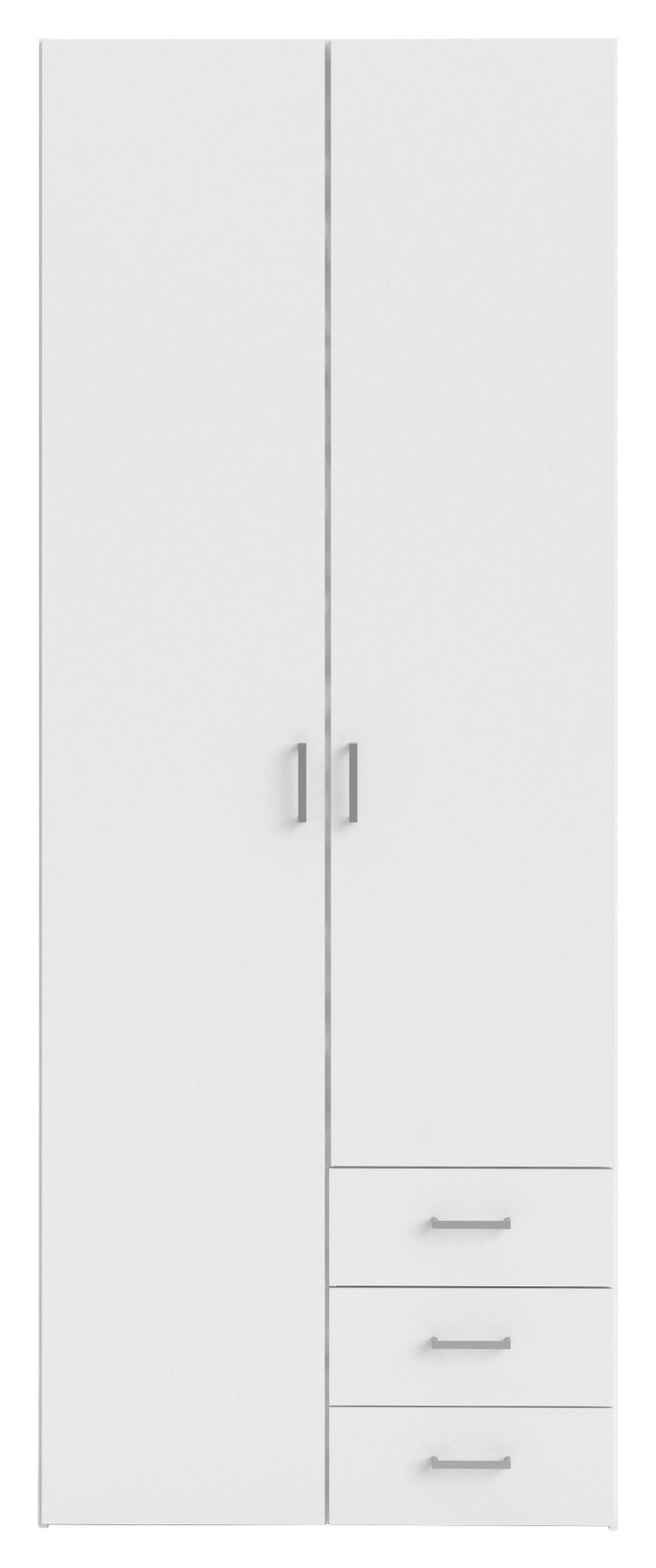 RUHÁSSZEKRÉNY fehér  - ezüst/fehér, Basics, faalapú anyag/fém (77,6/200,4/49,5cm) - MID.YOU