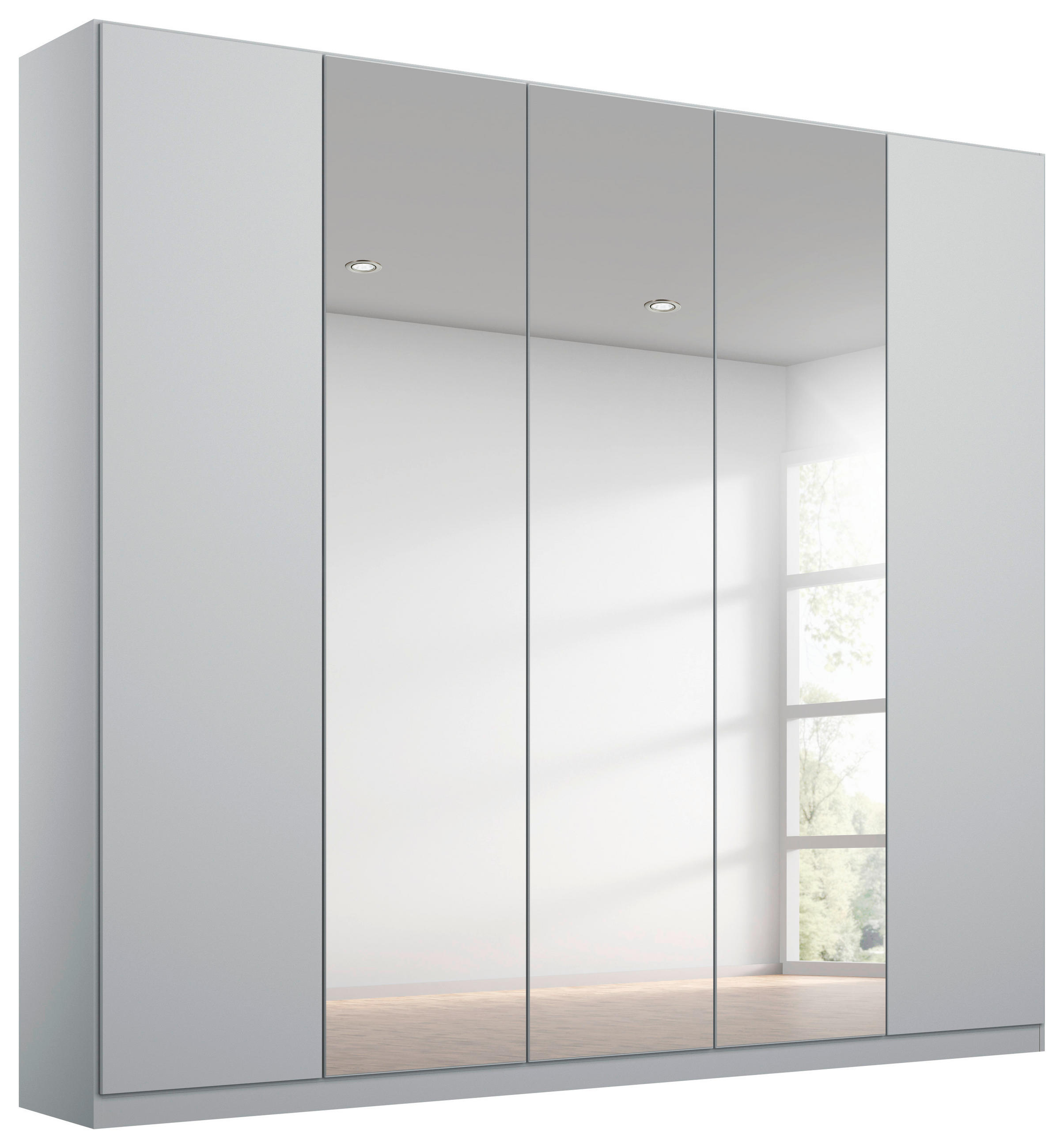 DREHTÜRENSCHRANK Silberfarben, Hellgrau  - Silberfarben/Hellgrau, Modern, Holzwerkstoff (226/229/54cm) - Rauch Möbel