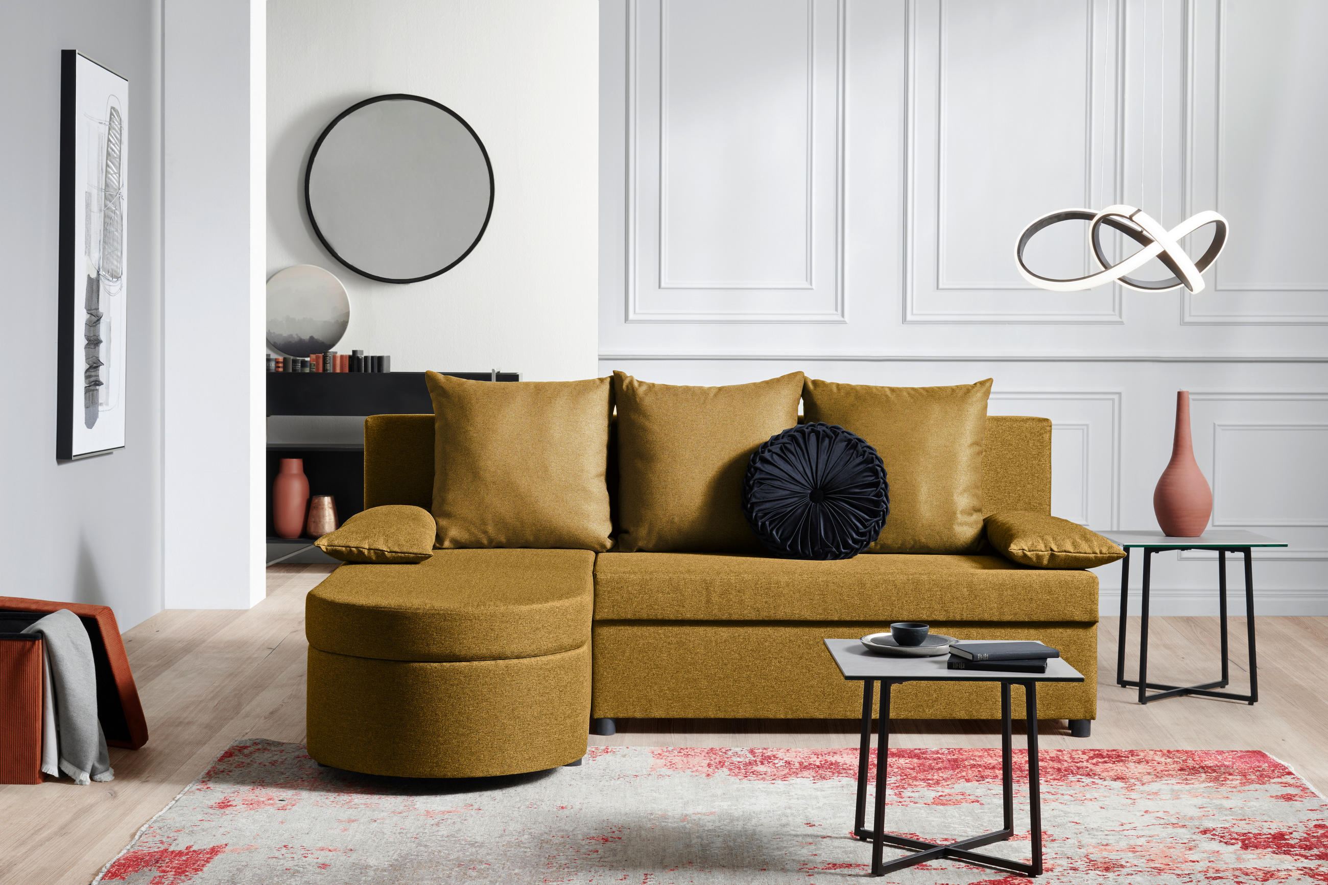 ECKSOFA Senfgelb Webstoff  - Anthrazit/Senfgelb, KONVENTIONELL, Kunststoff/Textil (159/196cm) - Ti'me