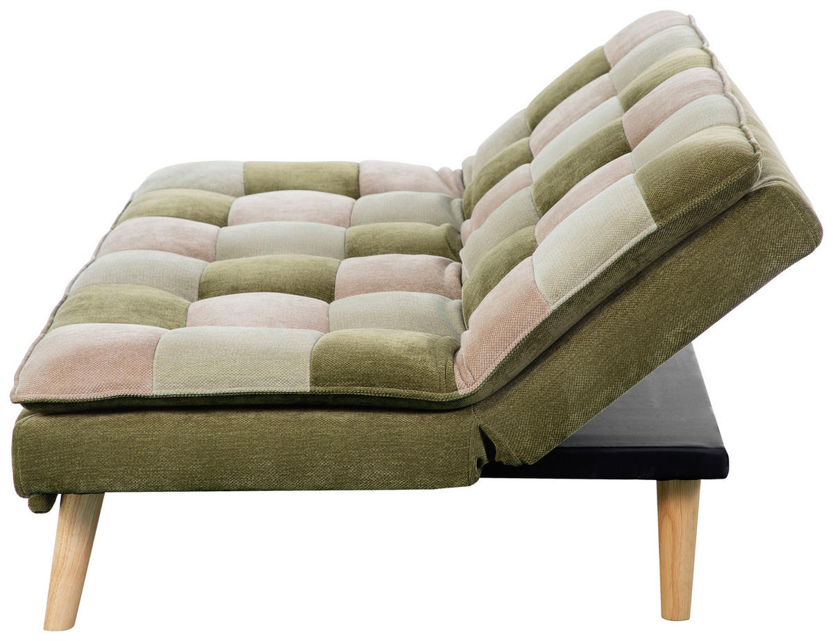 SCHLAFSOFA Chenille Grün, Hellgrün, Hellbraun  - Hellbraun/Naturfarben, Design, Holz/Textil (180cm) - MID.YOU