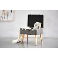 PALL i trä, textil, trämaterial grå, ljusbrun  - ljusbrun/grå, Trend, trämaterial/trä (50/46/35cm) - Xora