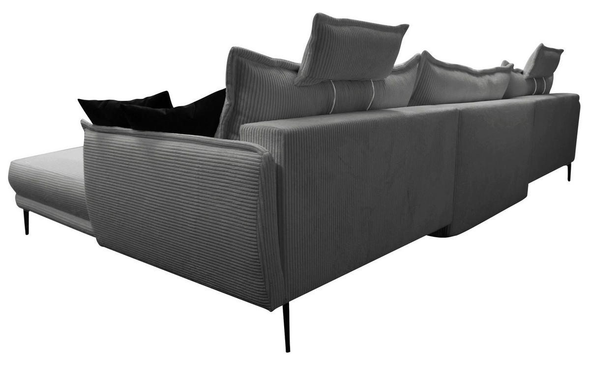 WOHNLANDSCHAFT NUOVO U Grau Cord  - Schwarz/Grau, Design, Textil/Metall (194/360/194cm) - MID.YOU