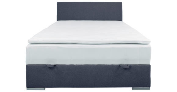 BOXBETT 90/200 cm in Dunkelblau - Chromfarben/Dunkelblau, KONVENTIONELL, Kunststoff/Textil (90/200cm) - Carryhome