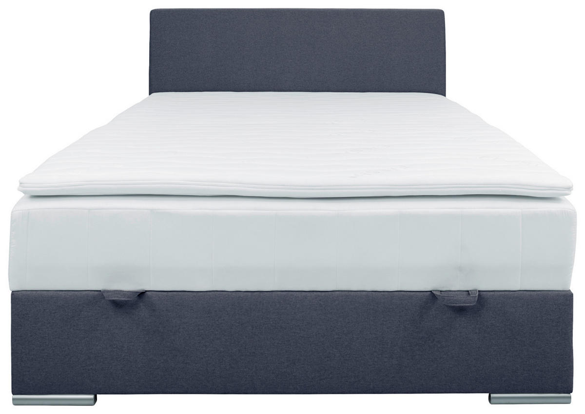 BOX-ÁGY 140/200 cm  sötétkék  - sötétkék/króm, Konventionell, műanyag/textil (140/200cm) - Carryhome