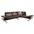 ECKSOFA in Echtleder Braun  - Schwarz/Braun, Design, Leder/Metall (282/205cm) - Dieter Knoll