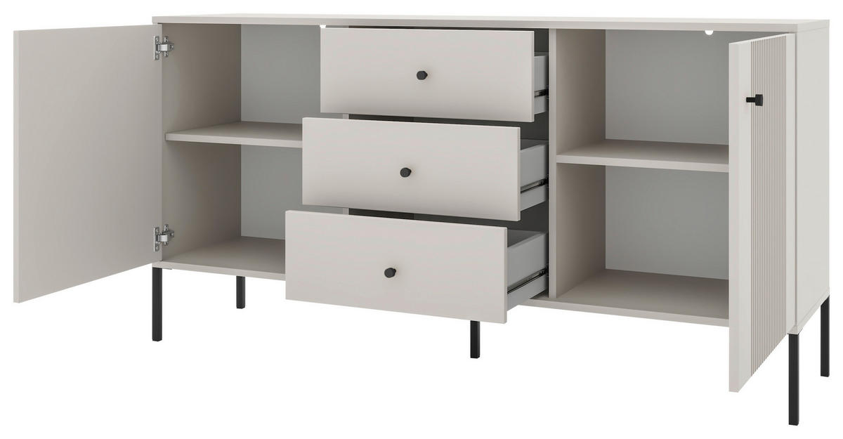 SIDEBOARD Iseo  in 154,5/79/39 cm  - Kaschmir/Schwarz, Design, Holzwerkstoff/Metall (154,5/79/39cm) - Boxxx