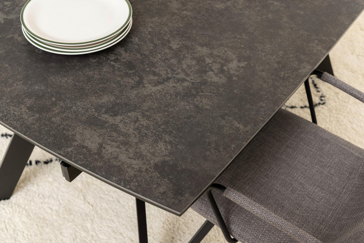 ESSTISCH in Metall, Keramik 160/97/75 cm  - Schwarz, Design, Keramik/Metall (160/97/75cm) - MID.YOU