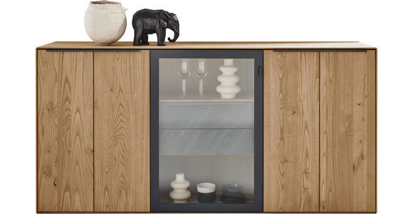 SIDEBOARD Anthrazit, Kastanienfarben  182/90,3/47,1 cm  - Kastanienfarben/Anthrazit, Natur, Glas/Holz (182/90,3/47,1cm) - Valnatura
