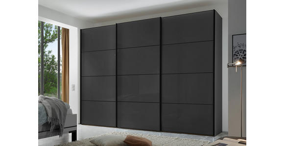 SCHWEBETÜRENSCHRANK 249/222/68 cm 3-türig Anthrazit  - Anthrazit/Hellgrau, Design, Glas/Holzwerkstoff (249/222/68cm) - Moderano