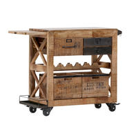 BARWAGEN Mangoholz massiv Braun, Schwarz  - Schwarz/Braun, Design, Holz/Metall (97/85/43cm) - Carryhome