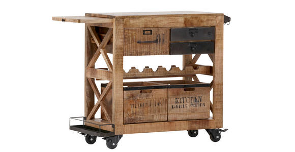 BARWAGEN Mangoholz massiv Braun, Schwarz - Schwarz/Braun, Design, Holz/Metall (97/85/43cm) - Carryhome
