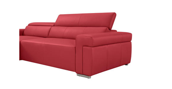 ECKSOFA DUA in Echtleder Rot  170/293 cm  - Chromfarben/Rot, Design, Leder/Metall (170/293cm) - Novel