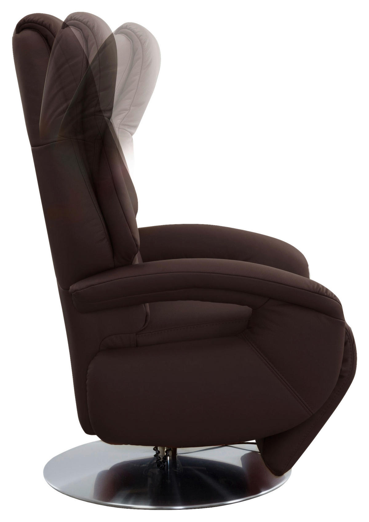 RELAXSESSEL in Leder Mokka  - Edelstahlfarben/Mokka, KONVENTIONELL, Leder/Metall (74/111/77cm) - Sit & More