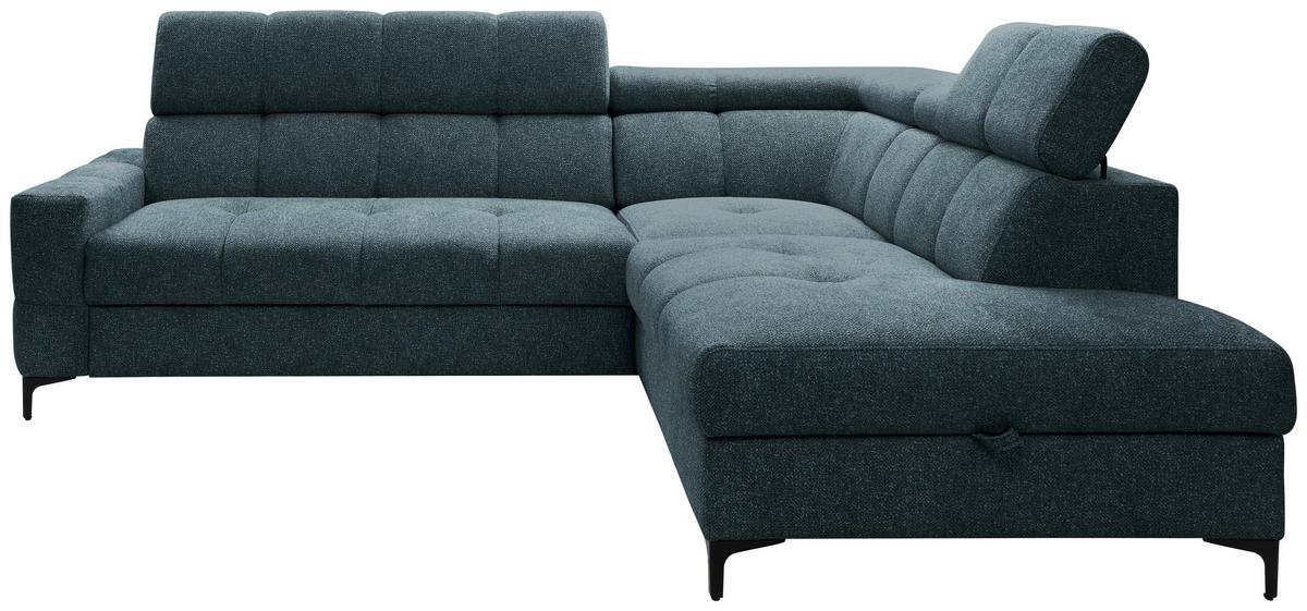 ECKSOFA in Struktur Blau  - Blau/Schwarz, Modern, Textil/Metall (254/212cm) - Carryhome