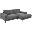 ECKSOFA in Feincord Anthrazit  253/177 cm  - Anthrazit/Schwarz, Design, Textil/Metall (253/177cm) - Dieter Knoll