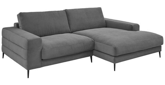 ECKSOFA in Feincord Anthrazit 253/177 cm - Anthrazit/Schwarz, Design, Textil/Metall (253/177cm) - Dieter Knoll
