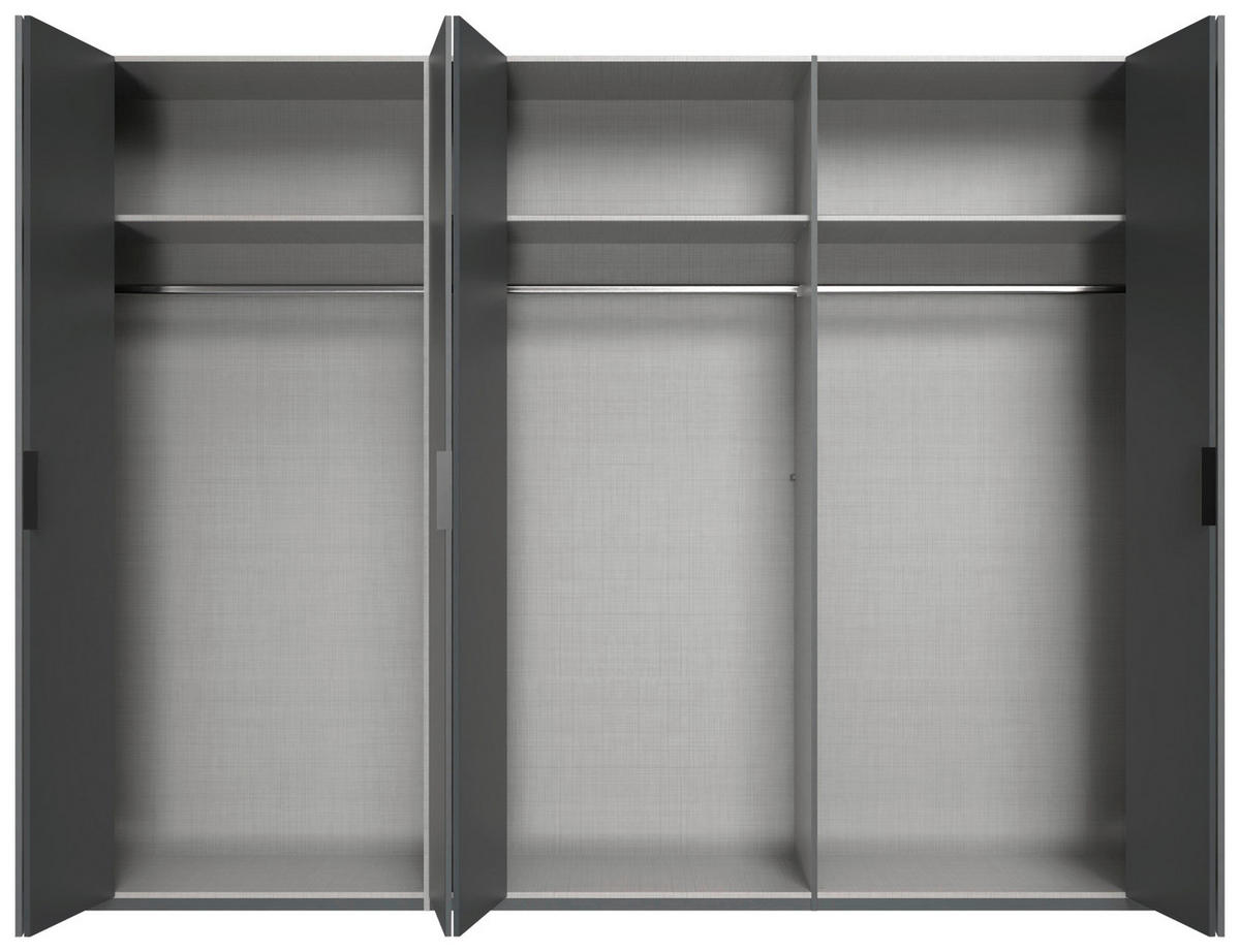 FALTTÜRENSCHRANK 300/216/58 cm 6-türig Graphitfarben  - Schwarz/Graphitfarben, Design, Glas/Holzwerkstoff (300/216/58cm) - Boxxx