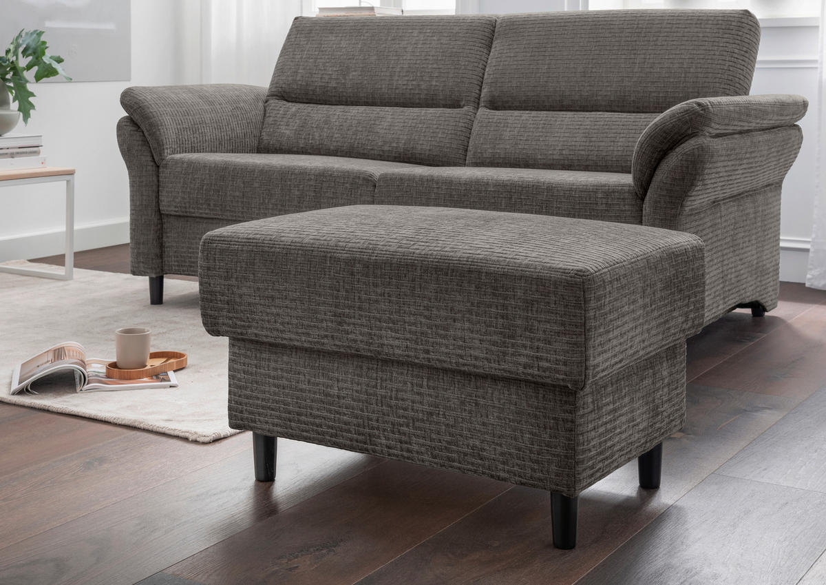 HOCKER in Textil Graubraun  - Graubraun/Schwarz, Modern, Holz/Textil (76/46/55cm) - Livetastic