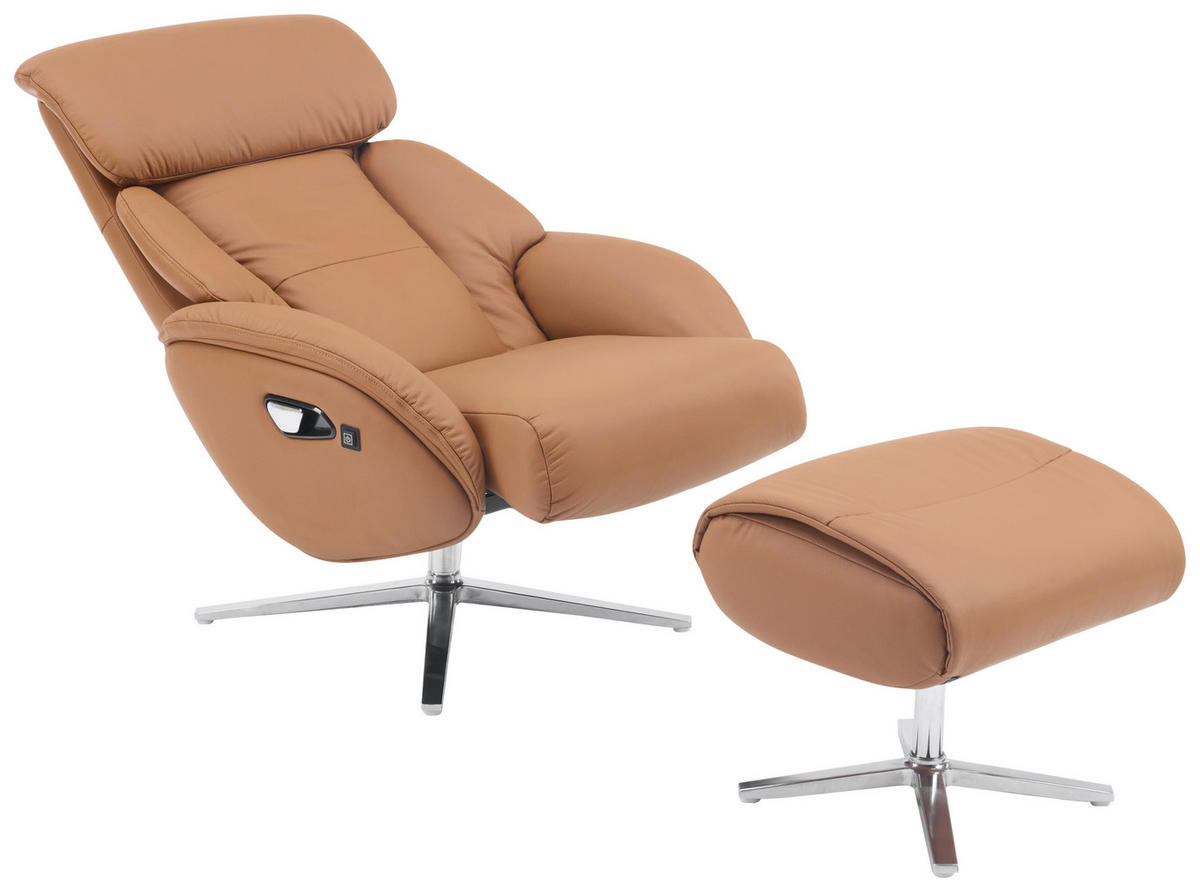 MASSAGESESSEL in Lederlook Braun  - Silberfarben/Braun, Design, Leder/Textil (76/111/87cm) - Livetastic