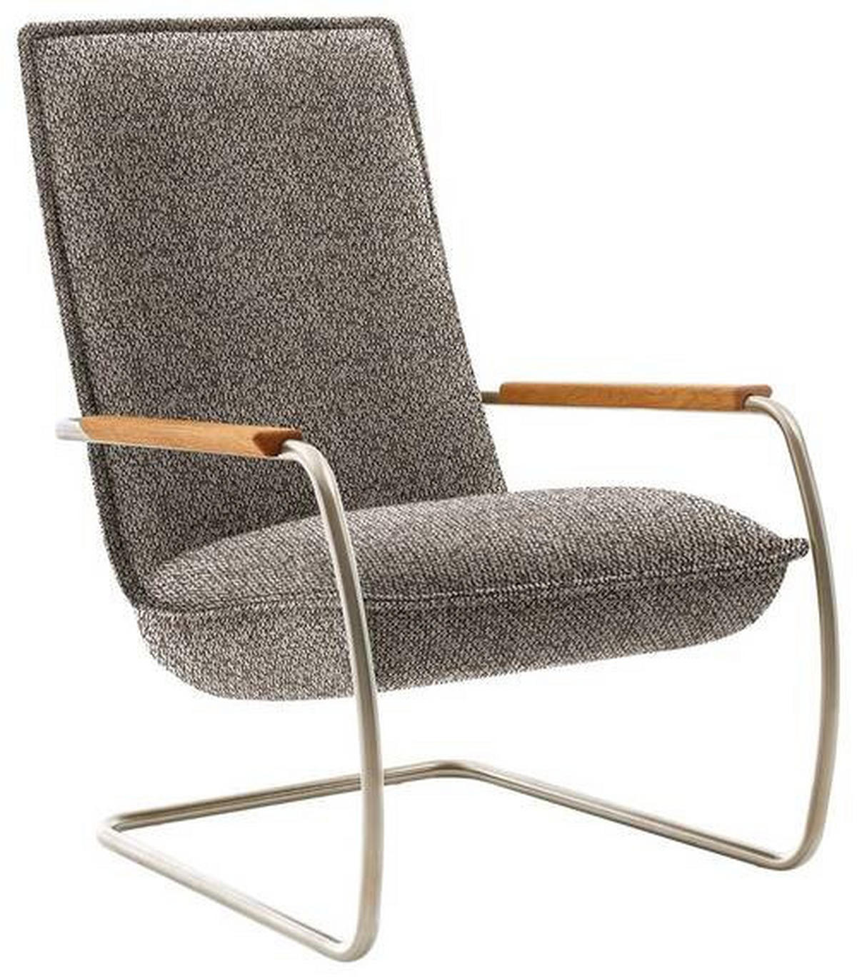 SESSEL in Flachgewebe Braun  - Edelstahlfarben/Eichefarben, Design, Holz/Textil (76/105/87cm) - Koinor