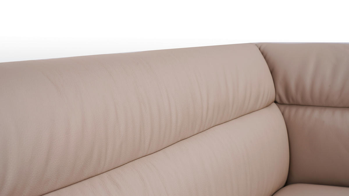 ECKBANK 178/237 cm Webstoff Echtleder Taupe   - Taupe/Schwarz, Design, Leder/Textil (178/237cm) - Novel