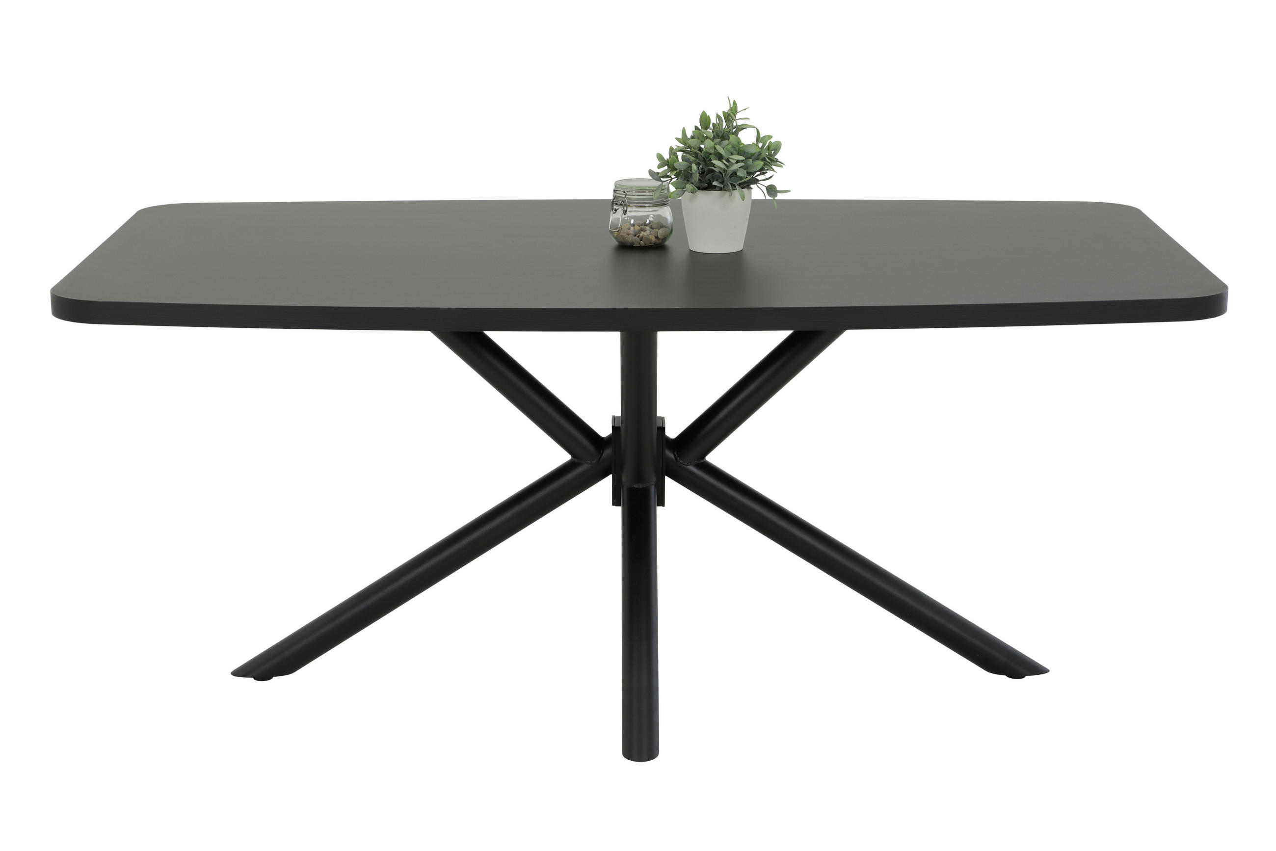 ESSTISCH 180/76/100 cm Nachbildung  Metall, Holzwerkstoff bootsförmig Schwarz  - Schwarz, MODERN, Holzwerkstoff/Metall (180/76/100cm) - P & B