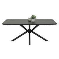 ESSTISCH 180/76/100 cm Nachbildung  Metall, Holzwerkstoff bootsförmig Schwarz  - Schwarz, MODERN, Holzwerkstoff/Metall (180/76/100cm) - P & B