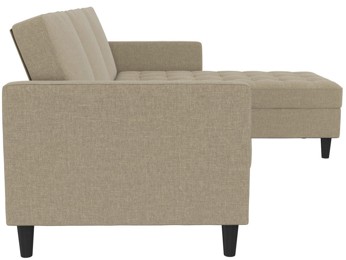 ECKSOFA PALERMO Cappuccino Webstoff, Leinenoptik Schlaffunktion, Stauraum  - Schwarz/Cappuccino, Basics, Kunststoff/Textil (213/154cm) - Livetastic