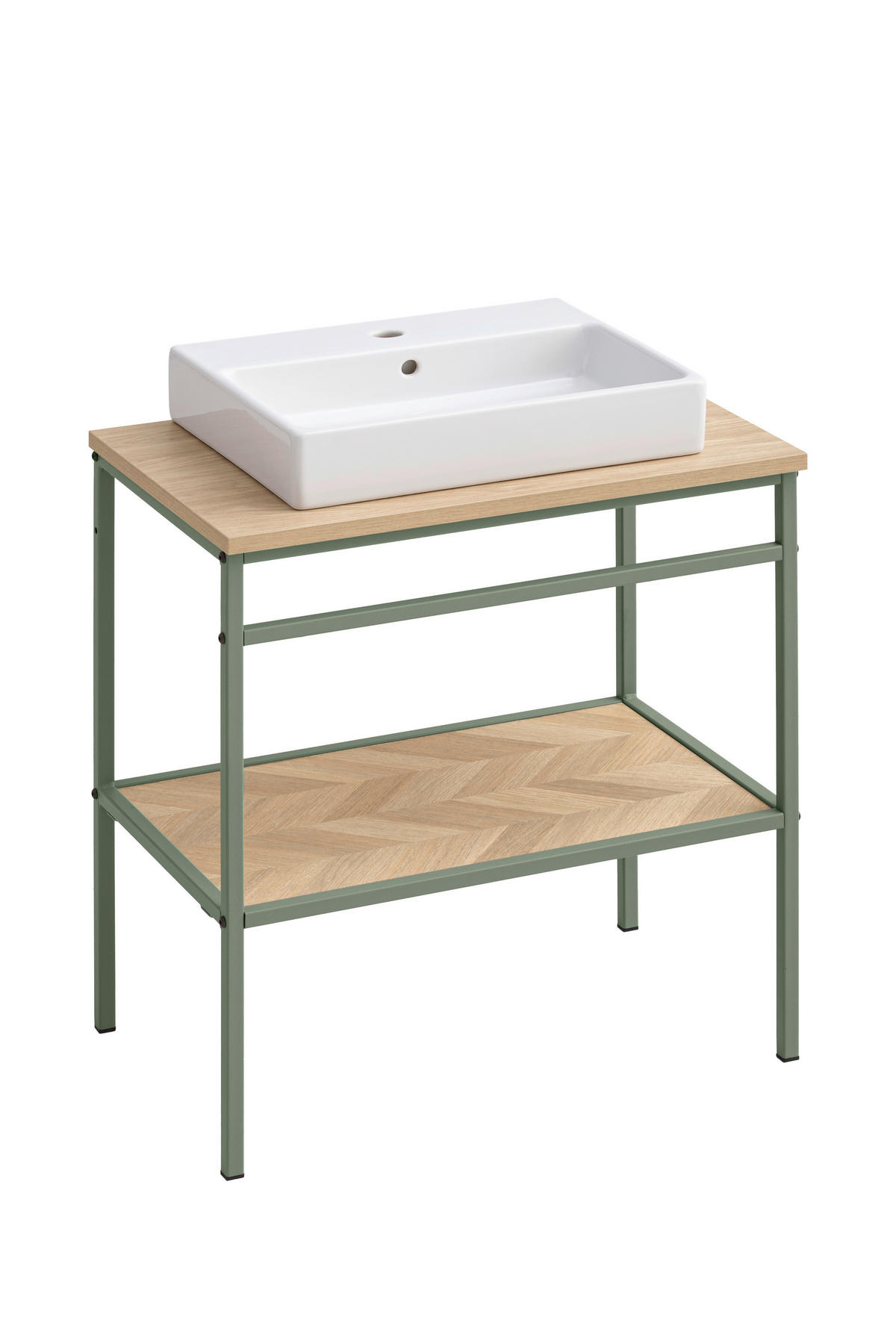 WASCHTISCHKOMBI 70 cm  - Eichefarben/Weiß, KONVENTIONELL, Keramik/Holzwerkstoff (70cm)