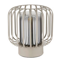 TISCHLEUCHTE - Sandfarben/Klar, Design, Glas/Textil (18/19cm) - Globo
