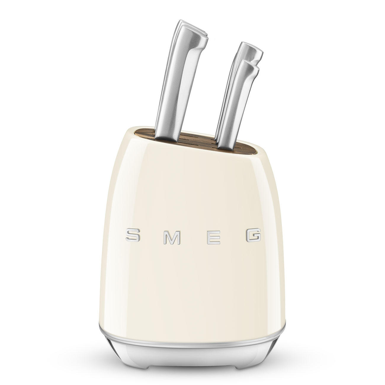 MESSERBLOCK 6-teilig  - Creme, Basics, Holz/Kunststoff (13,5/23,2/19cm) - SMEG