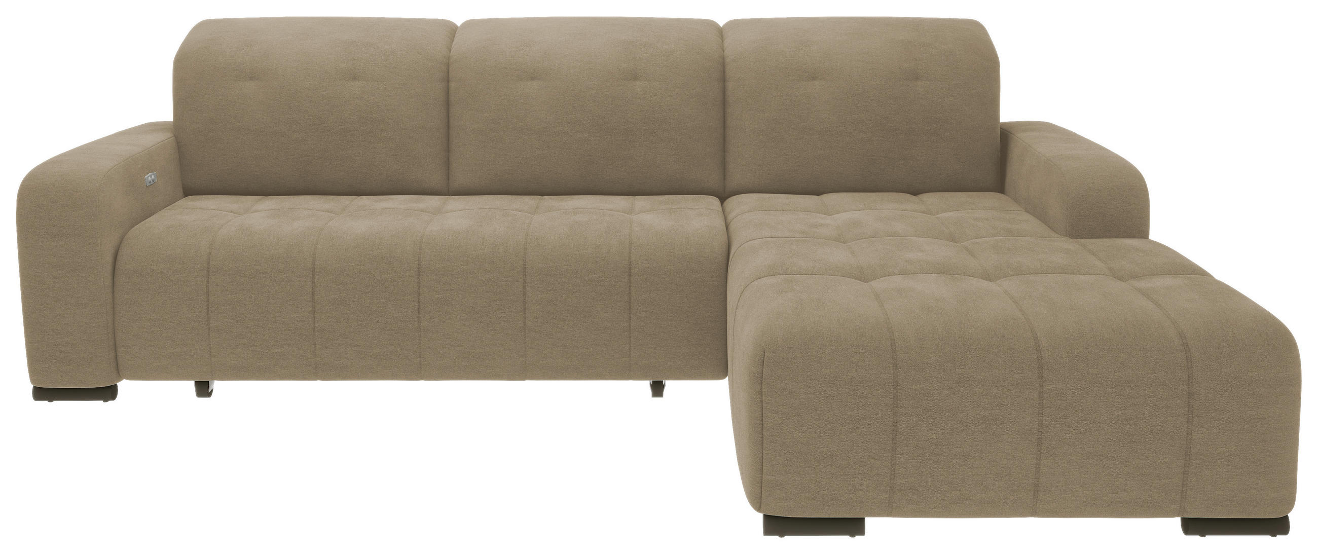 ECKSOFA in Chenille Hellbraun  - Hellbraun/Schwarz, Modern, Textil/Metall (185/292cm) - Livetastic