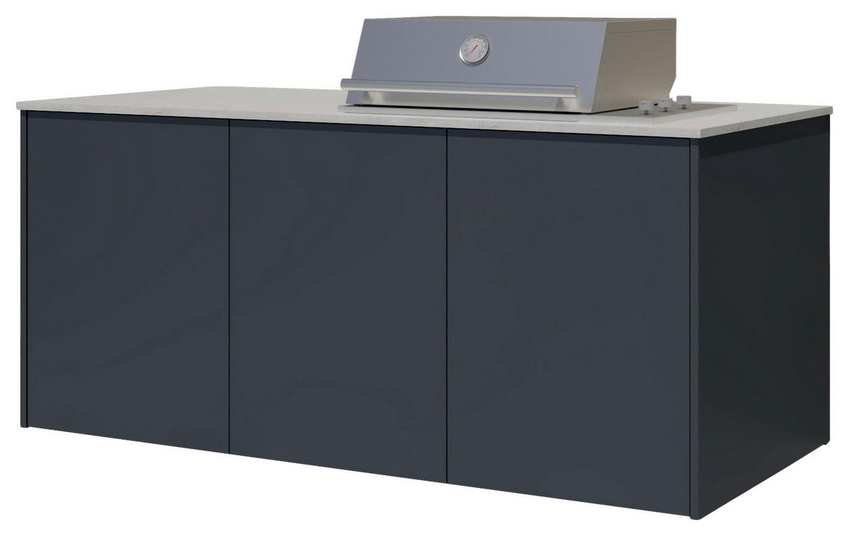 OUTDOORKÜCHE  - Sandfarben/Anthrazit, Basics, Keramik/Metall (198/117-123/78,3cm) - Dieter Knoll