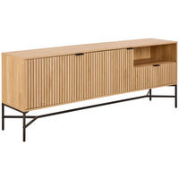 NIZKA OMARICA črna, barve hrasta  - črna/barve hrasta, Design, kovina/leseni material (180/70/40cm) - Livetastic