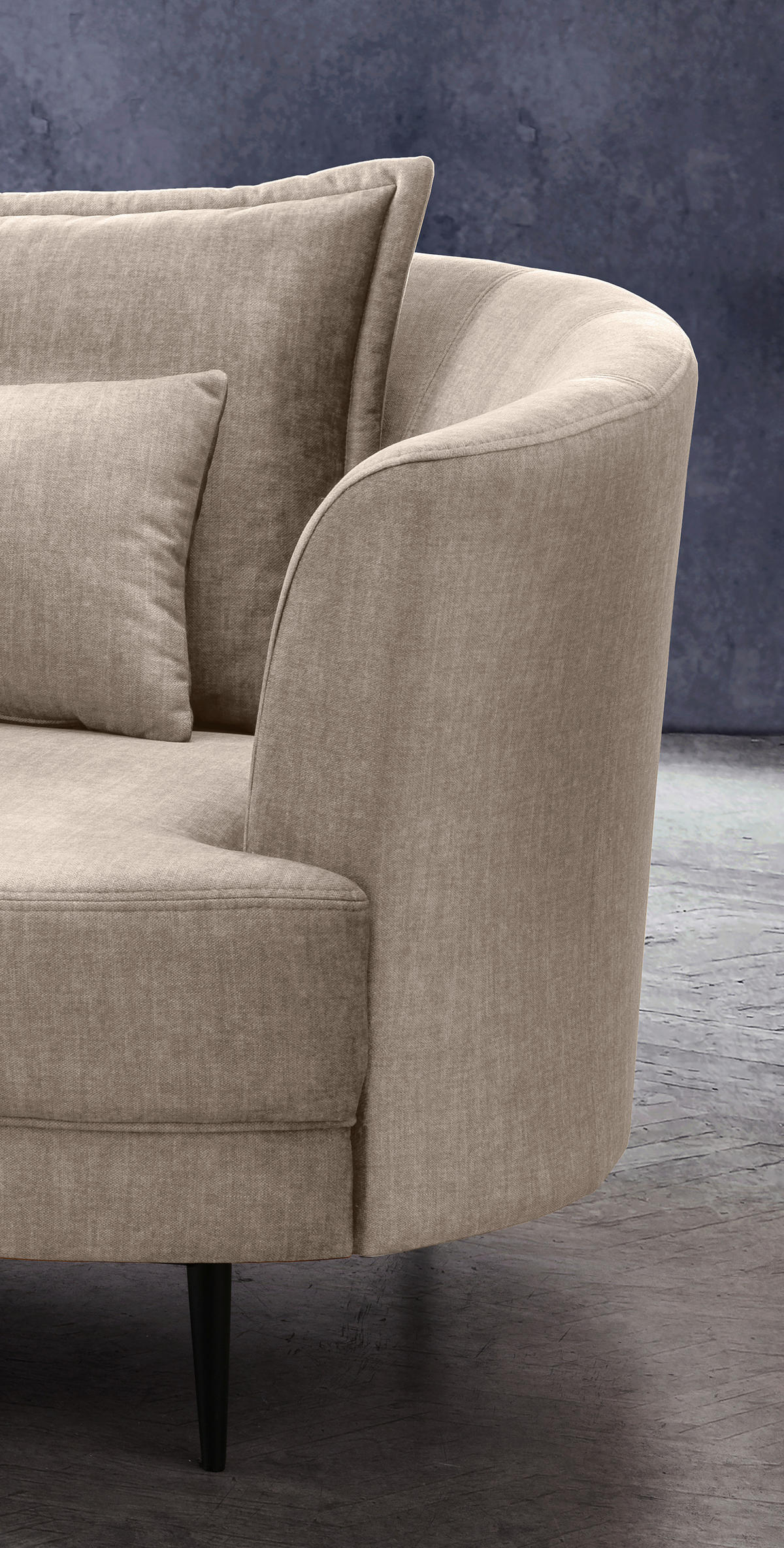 3-SITZER-SOFA in Velours Beige  - Beige/Schwarz, Modern, Textil/Metall (209/85/101cm) - Livetastic