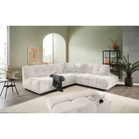 ECKSOFA Chenille Creme  - Creme/Schwarz, Modern, Kunststoff/Textil (284/250cm) - Livetastic