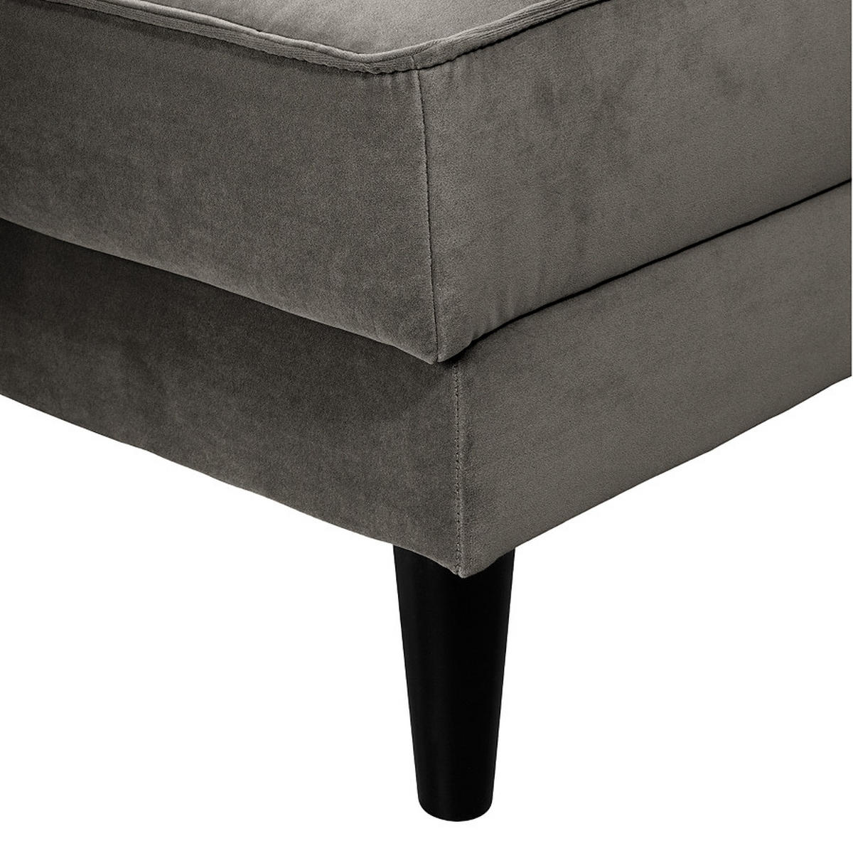 ECKSCHLAFSOFA in Samt Grau  - Wengefarben/Grau, Modern, Holz/Textil (264/85/203cm) - Trendmanufaktur
