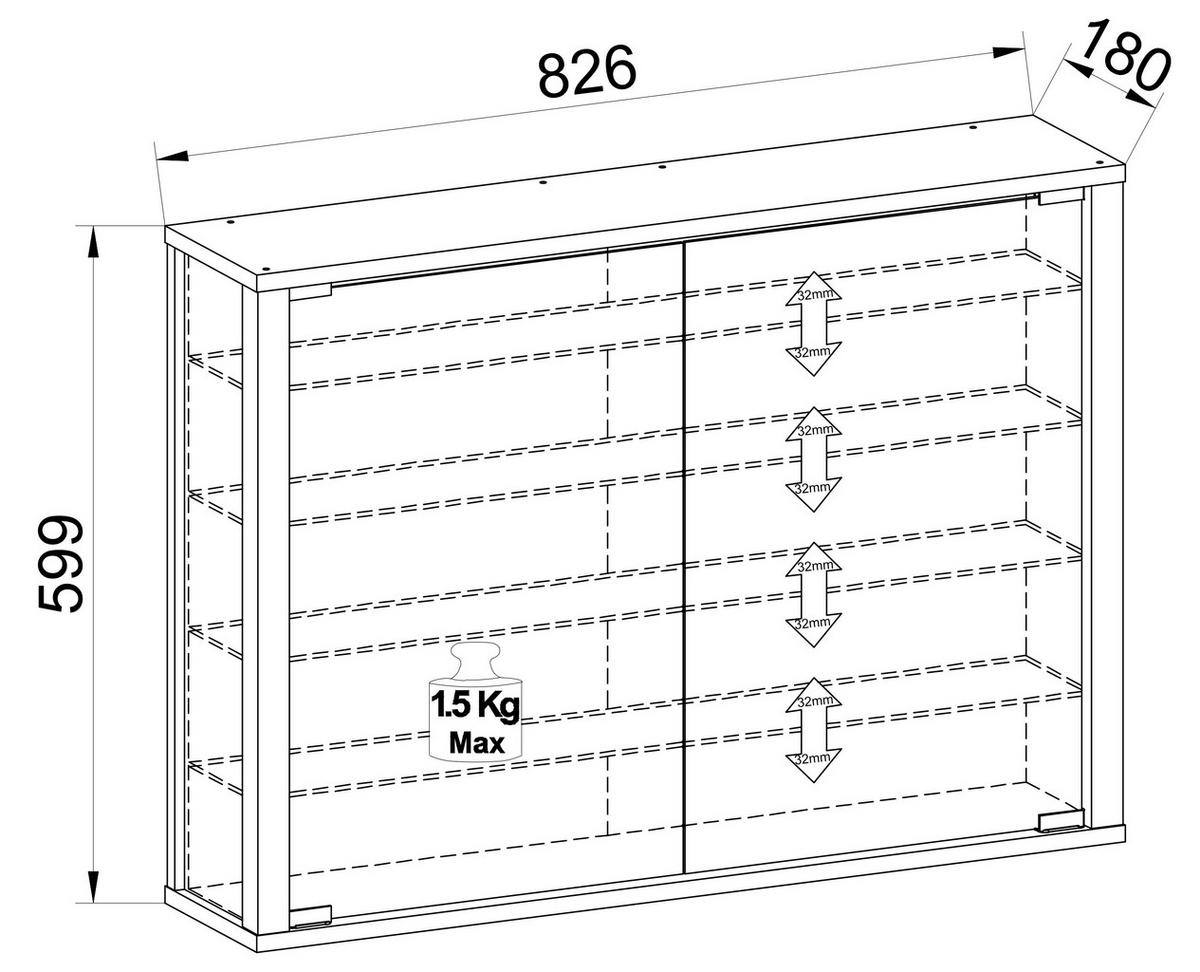 HÄNGEVITRINE in Anthrazit  - Anthrazit, Design, Glas/Holzwerkstoff (83/60/18cm) - MID.YOU