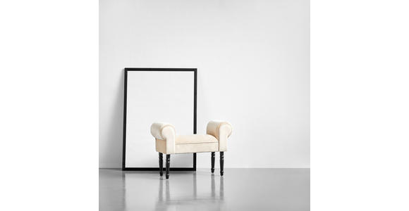 HOCKER Samt Kiefer Schwarz, Beige - Beige/Schwarz, Trend, Holz/Textil (76/54/30cm) - Xora
