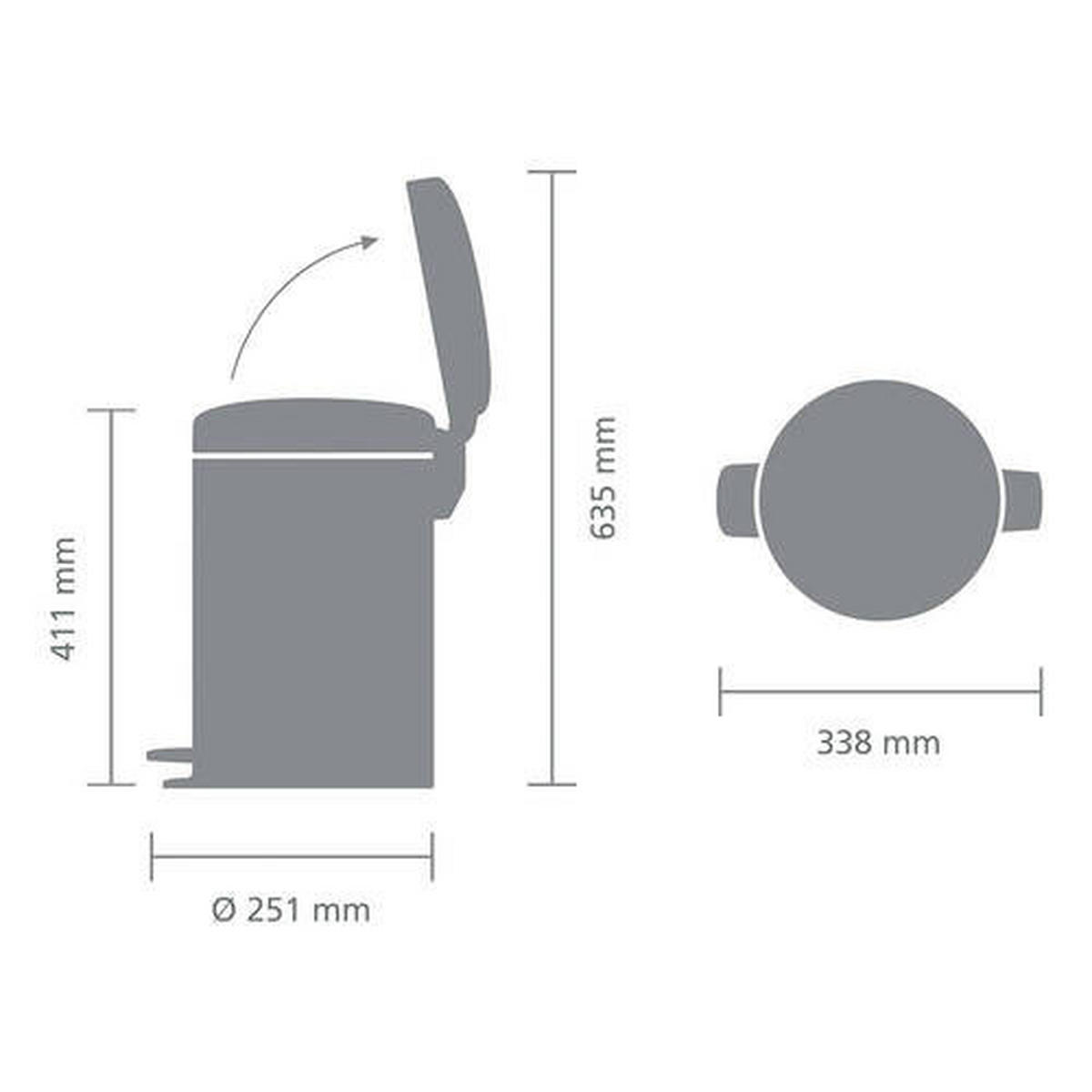 ABFALLEIMER NEW ICON 12 L  - Silberfarben, Basics, Kunststoff/Metall (25.1/41.1/33.8cm) - Brabantia