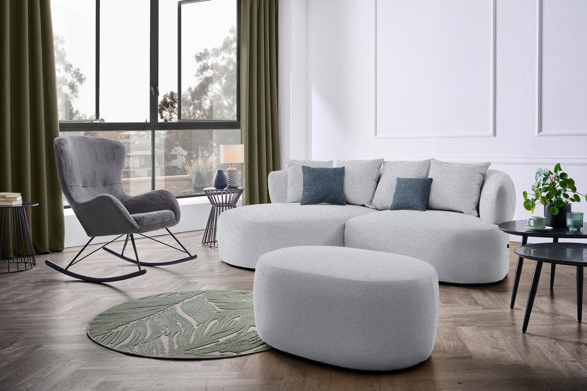 ECKSOFA in Chenille Grau  166/235 cm  - Blau/Schwarz, MODERN, Kunststoff/Textil (166/235cm) - Hom`in