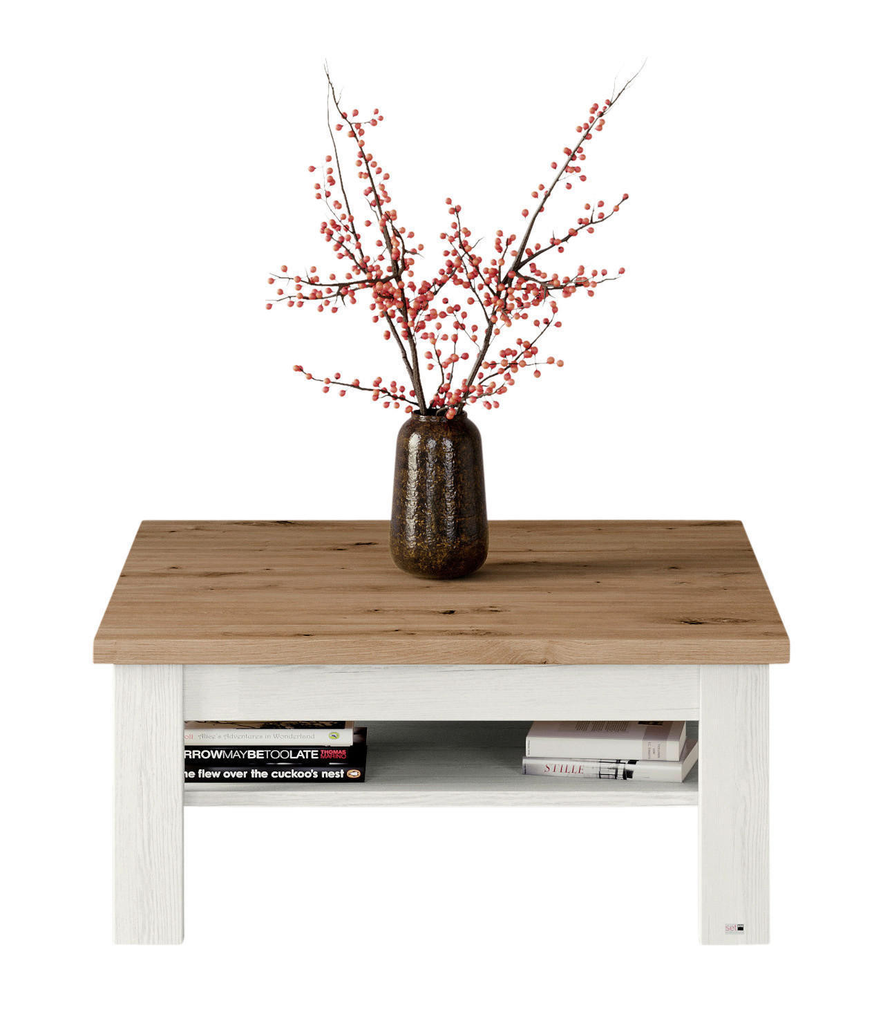 COUCHTISCH 90/90/40 cm rechteckig Weiß, Eiche Artisan  - Weiß/Eiche Artisan, Design, Holzwerkstoff (90/90/40cm) - SetOne by Musterring