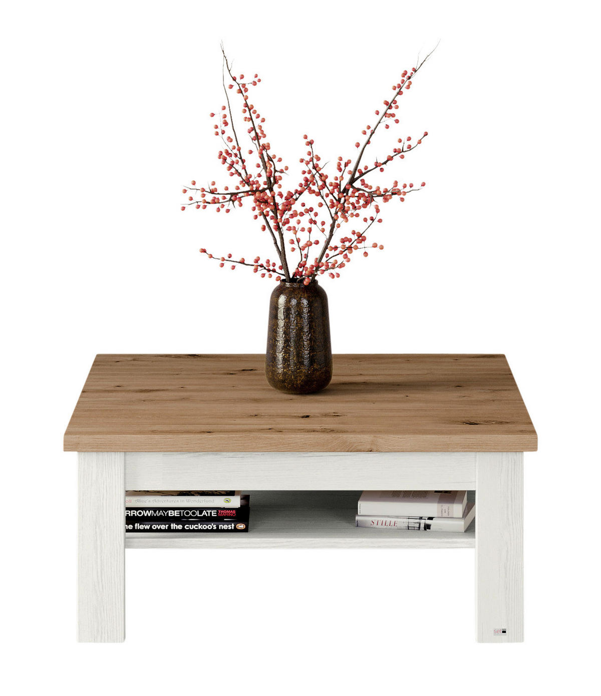 COUCHTISCH 90/90/40 cm rechteckig Weiß, Eiche Artisan  - Weiß/Eiche Artisan, Design, Holzwerkstoff (90/90/40cm) - SetOne by Musterring