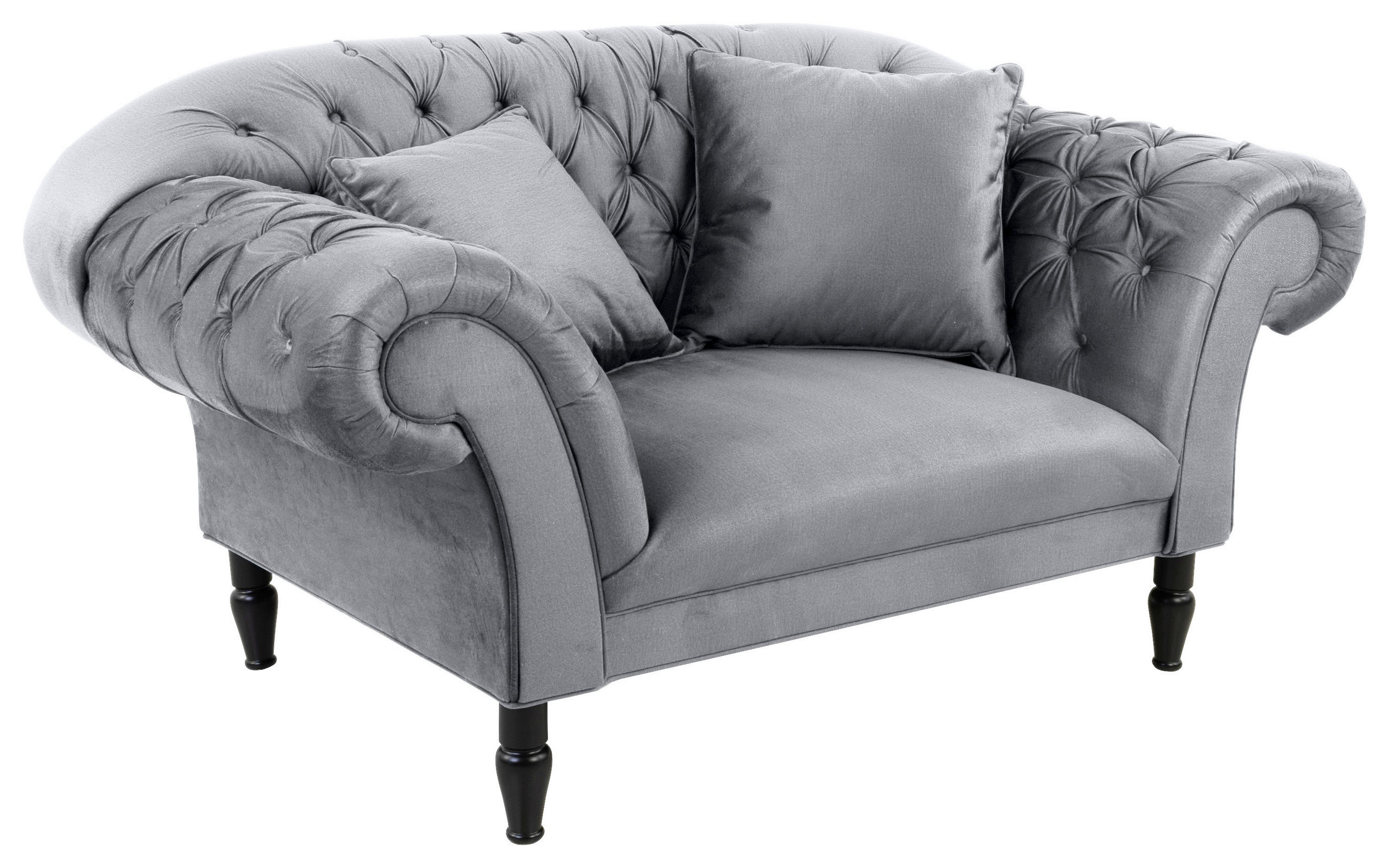 XXL-SESSEL Velours Grau    - Schwarz/Grau, Design, Holz/Textil (180/94/103cm) - MID.YOU