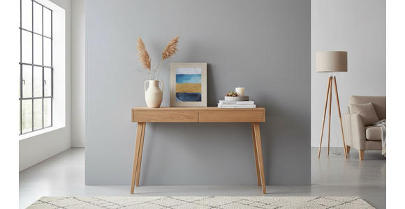 KONSOLENTISCH Rumba Wildeiche massiv Wildeiche  - Wildeiche, Design, Holz (110/40/75cm) - Linea Natura