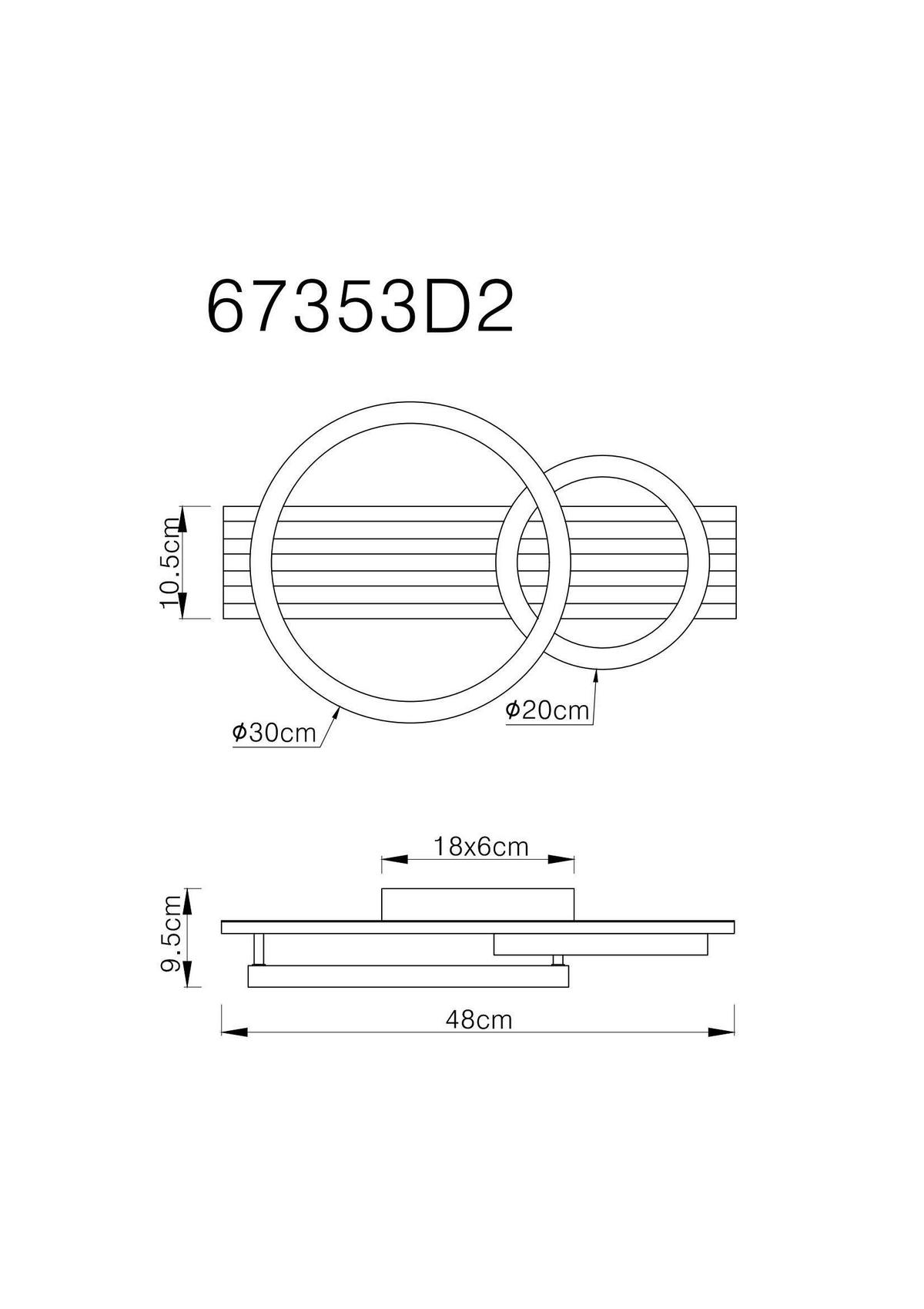 LED-DECKENLEUCHTE 48/30/9,5 cm   - Dunkelbraun/Schwarz, Natur, Holzwerkstoff/Kunststoff (48/30/9,5cm) - Globo