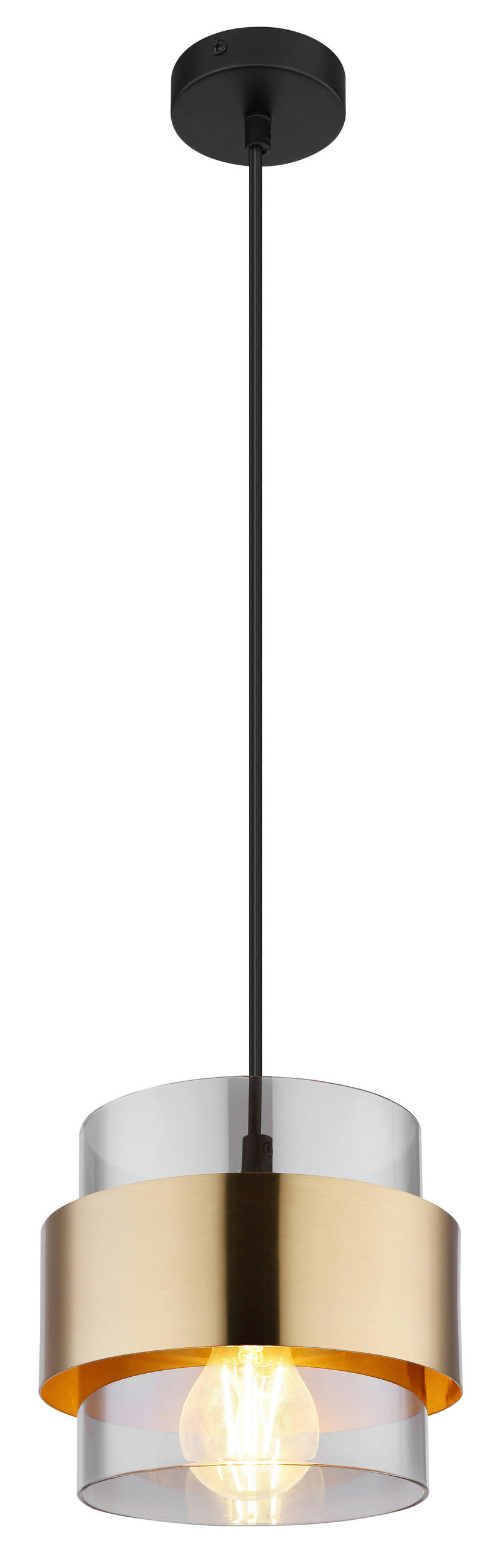 VISEČA SVETILKA 18/120 cm E27 - črna/prozorno, Design, kovina/steklo (18/120cm) - Globo