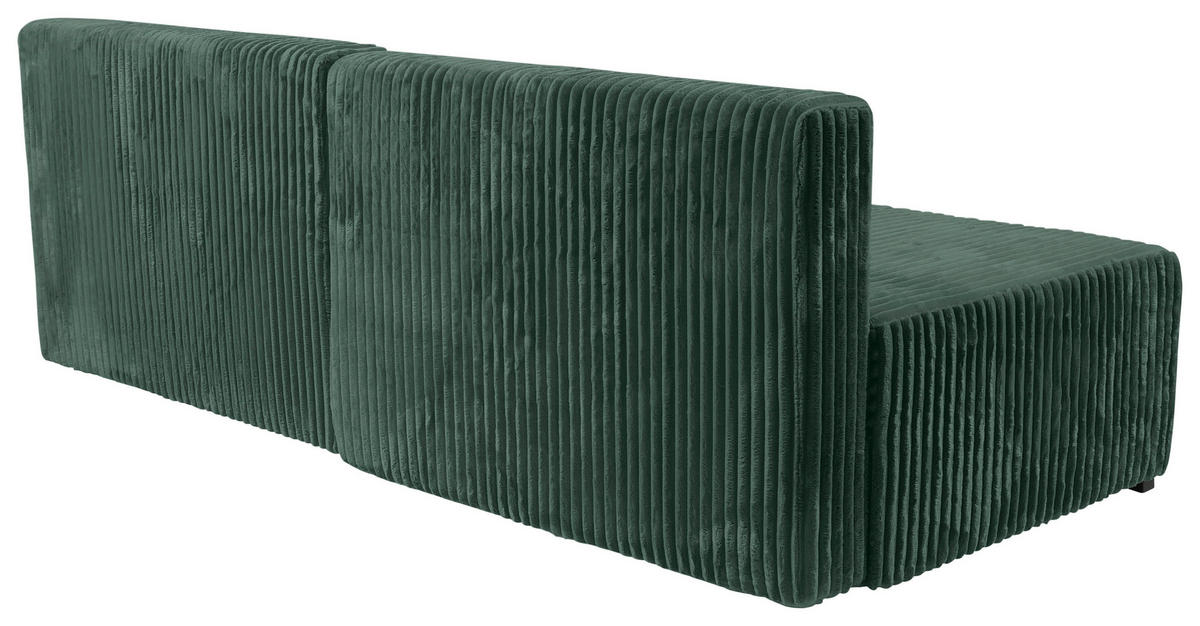 ECKSOFA in Cord Dunkelgrün  - Dunkelgrün/Schwarz, Modern, Holz/Textil (210/145cm) - MID.YOU