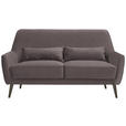 3-SITZER-SOFA  in Mikrofaser Hellgrau  - Hellgrau/Schwarz, Trend, Holz/Textil (160/86/80cm) - Carryhome